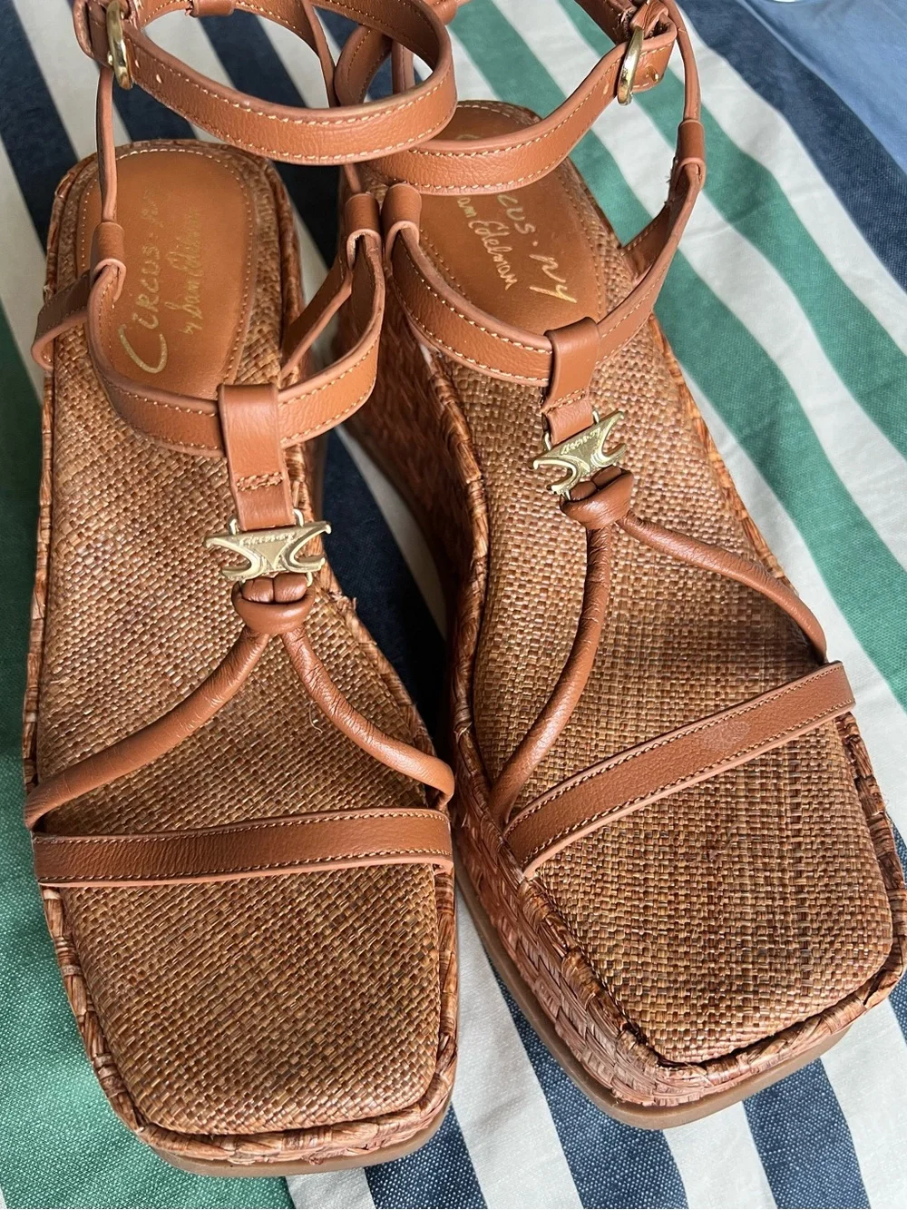 Circus by Sam Edelman Tan Woven Platform Ankle-Strap Sandals